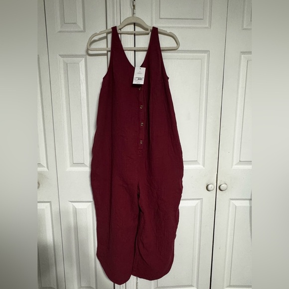 Isabel Maternity Gauze Maternity Jumpsuit Light Red Large NWT - Picture 5 of 10
